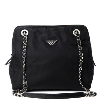 Prada Nylon Tessuto Chain Shoulder Bag Black 1 of 11