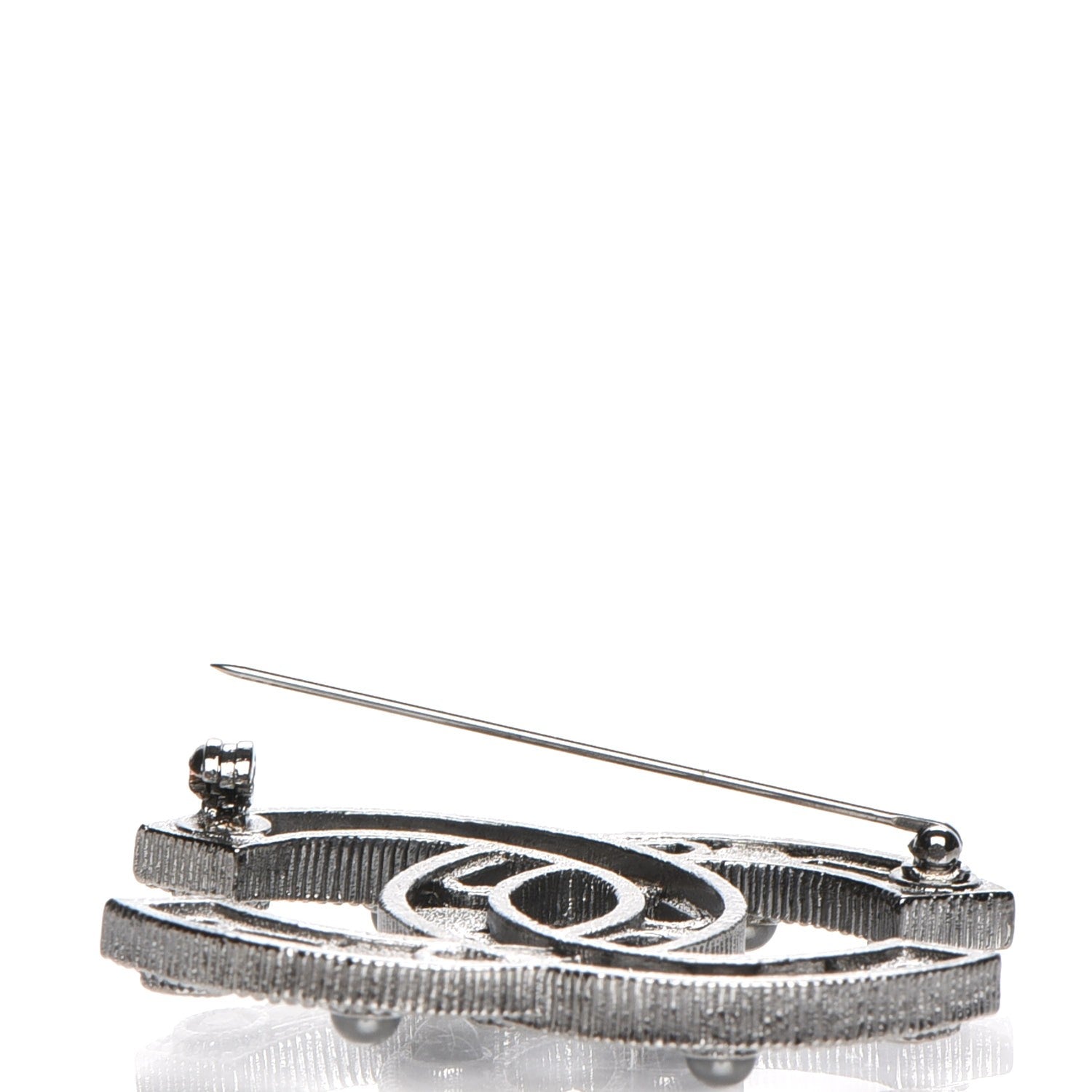 Chanel Ruthenium Pearl CC Brooch Black 4 of 5