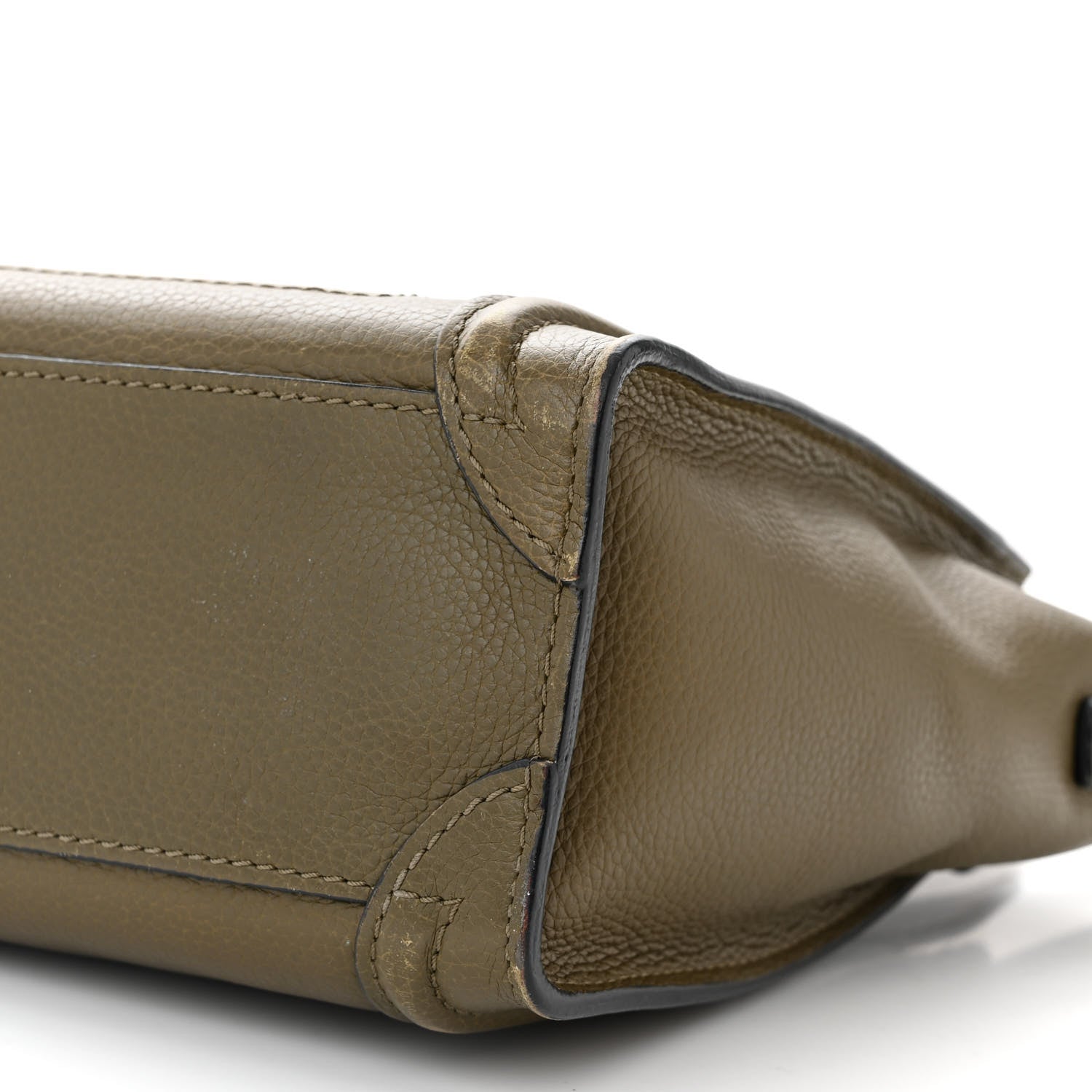 Celine Drummed Calfskin Nano Luggage Dark Olive 9 of 14