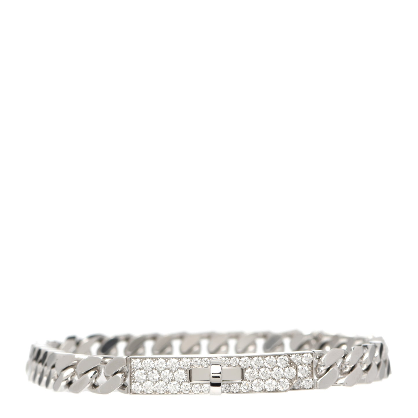 18K White Gold Diamond TPM Kelly Gourmette Bracelet ST