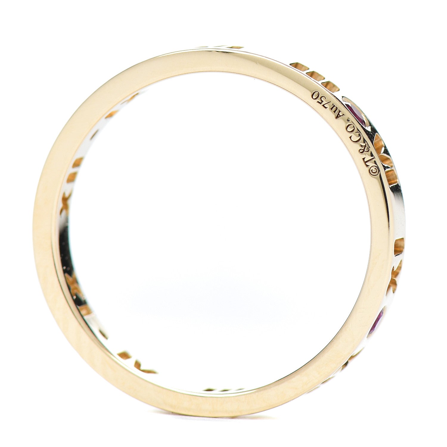 Tiffany 18K Yellow Gold Ruby Atlas Pierced Ring 53 6.25 4 of 5