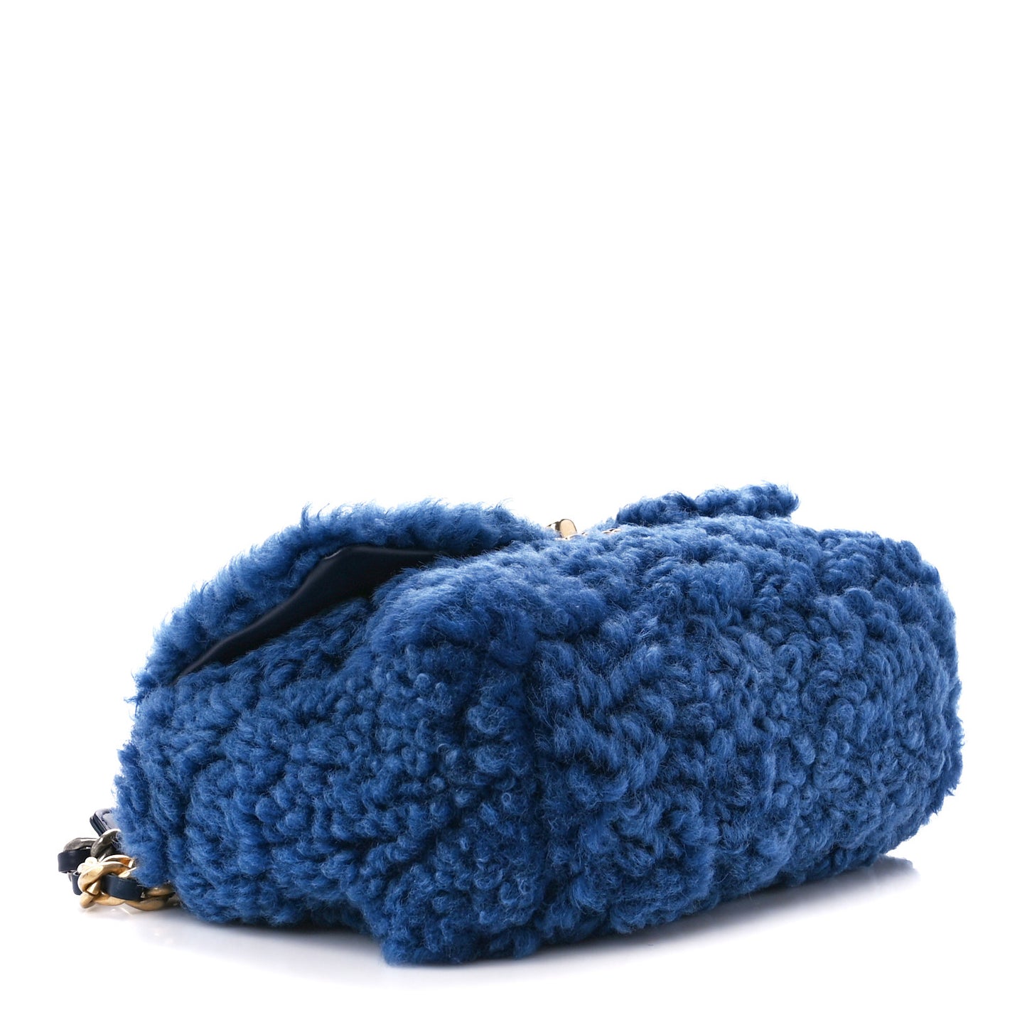 Shearling Sheepskin Medium Chanel 19 Flap Blue