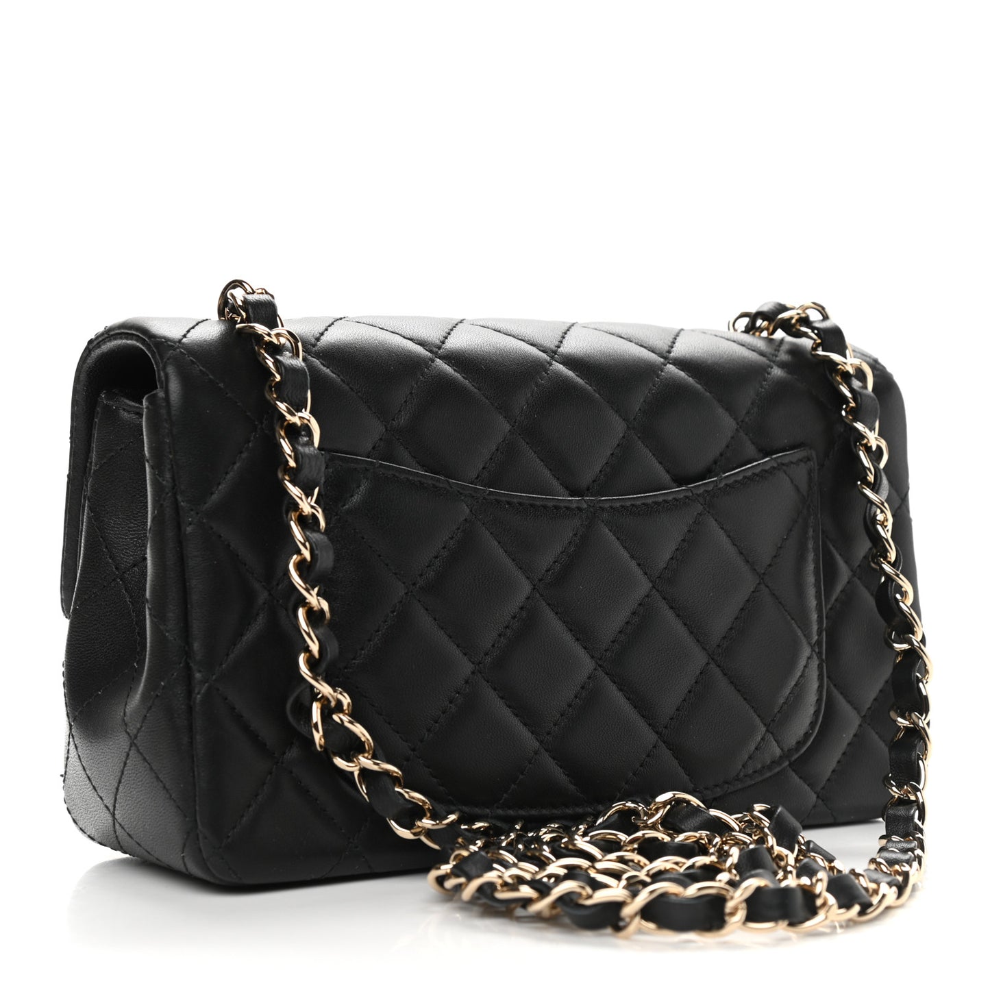Lambskin Quilted Mini Rectangular Flap Black