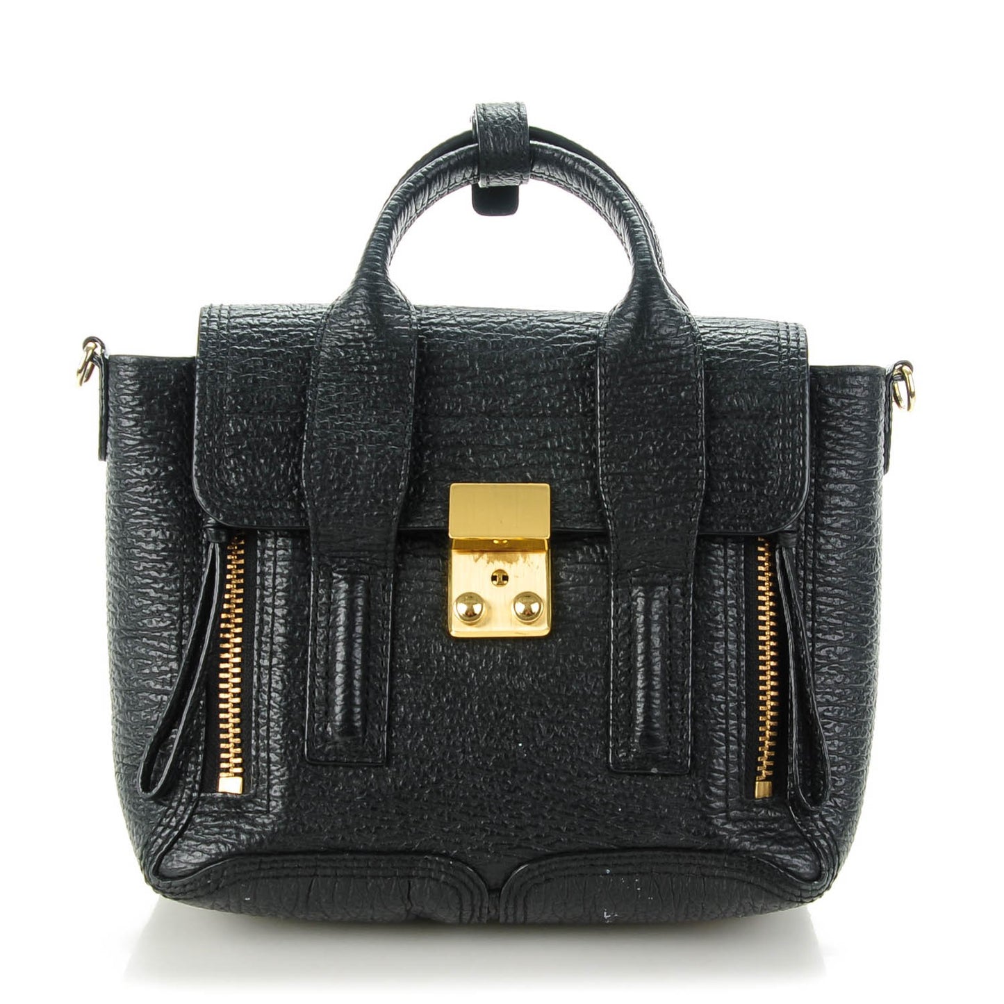 3.1 Textured Calfskin Mini Pashli Satchel Black