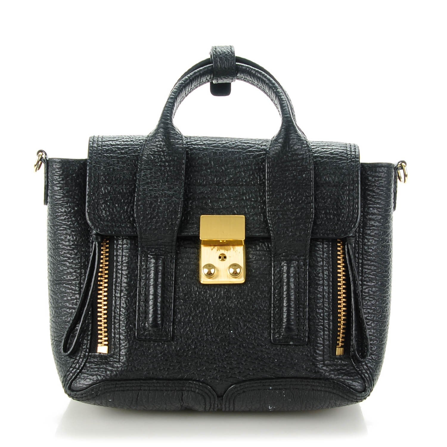 3.1 Phillip Lim 3.1 Textured Calfskin Mini Pashli Satchel Black 1 of 9