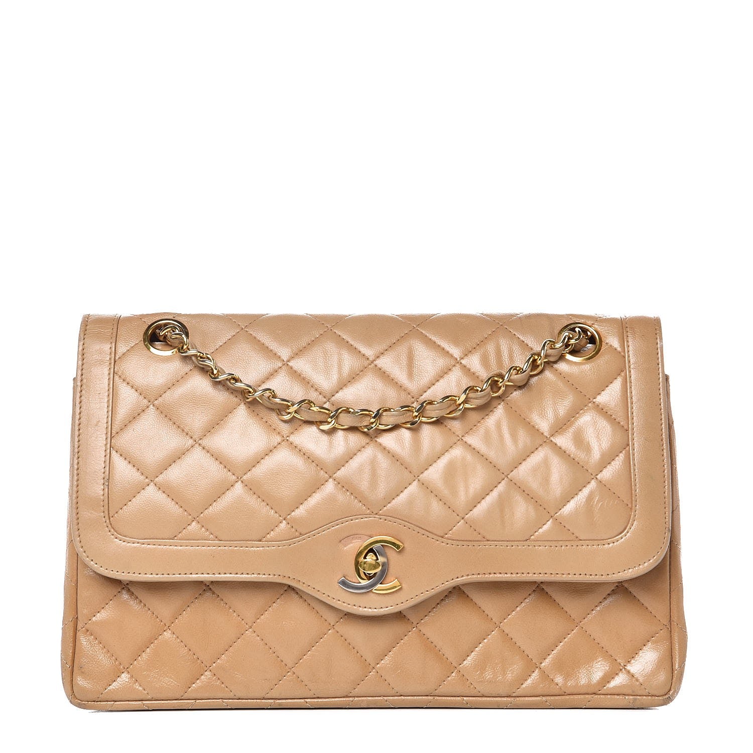 Chanel Lambskin Quilted Medium Single Flap Beige 1 of 22