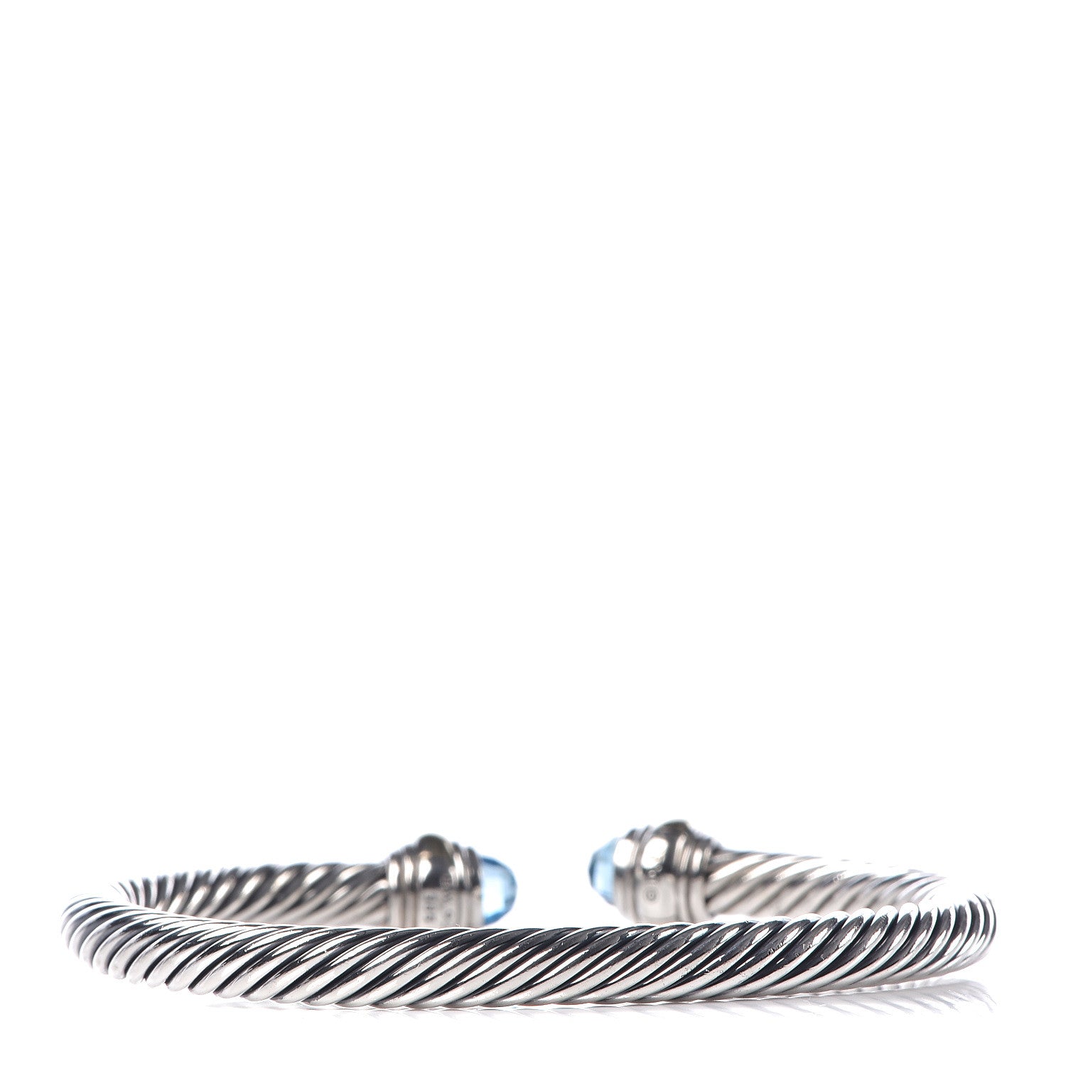 David Yurman Sterling Silver 14K Yellow Gold Blue Topaz 5mm Cable Classics Bracelet 3 of 6