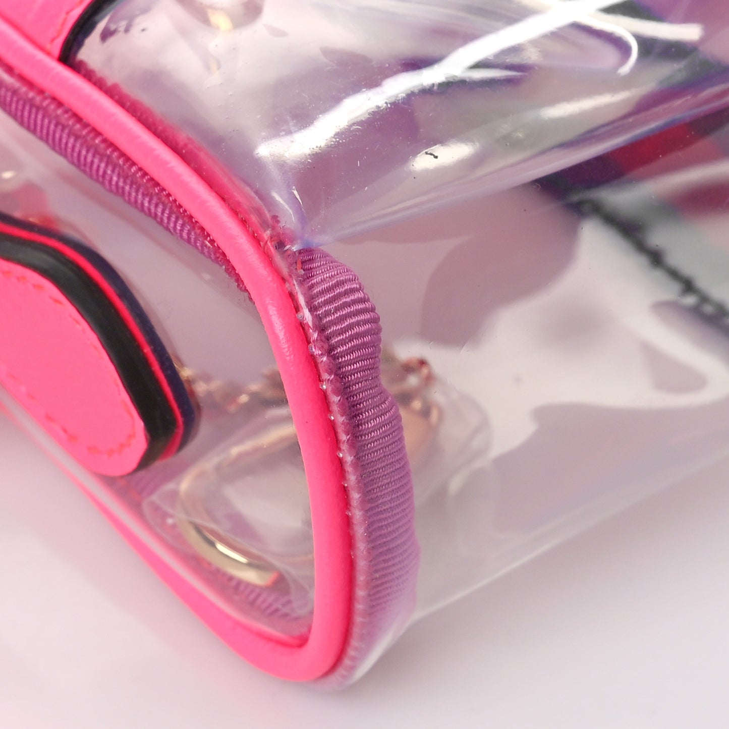 Vinyl Web Mini Ophidia Transparent Shoulder Bag Fluorescent Fuchsia