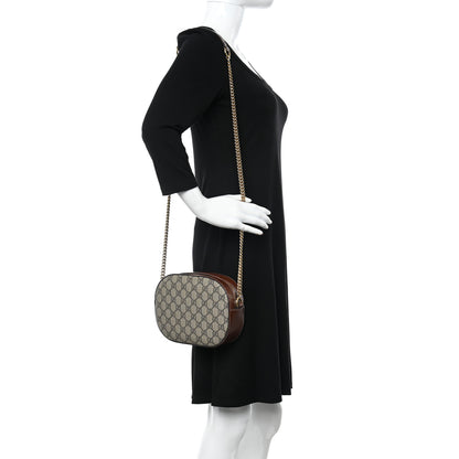 Gucci GG Supreme Monogram Cuoio Toscano Mini Chain Shoulder Bag Beige Ebony Cuir 2 of 12