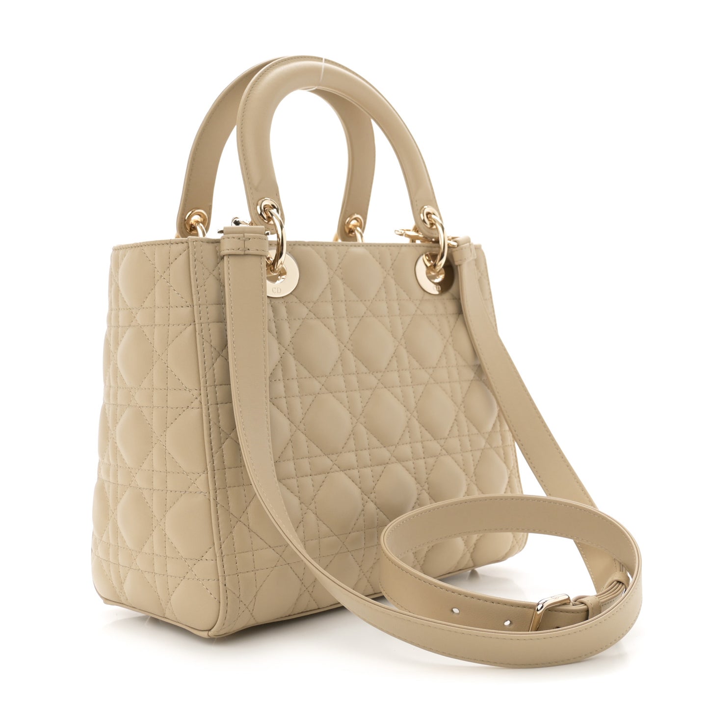 Lambskin Cannage Medium Lady Dior Beige