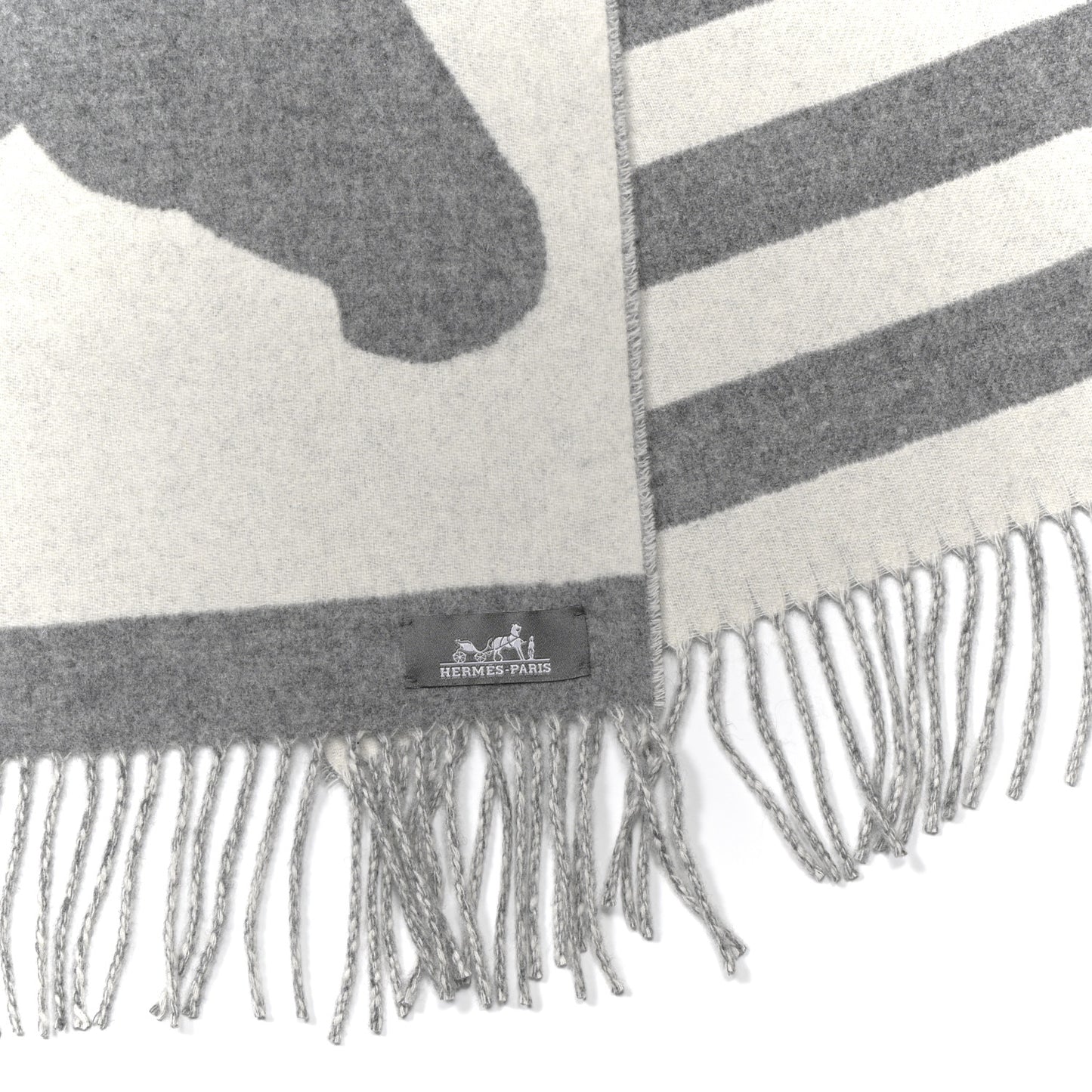 Cashmere Casaque Love Story Muffler Gris Clair Ivoire