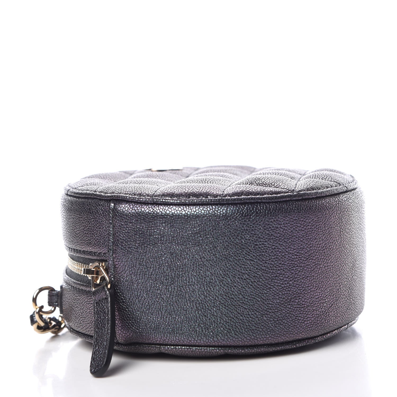 Chanel Iridescent Caviar Quilted Round Clutch With Chain Black 4 of 10