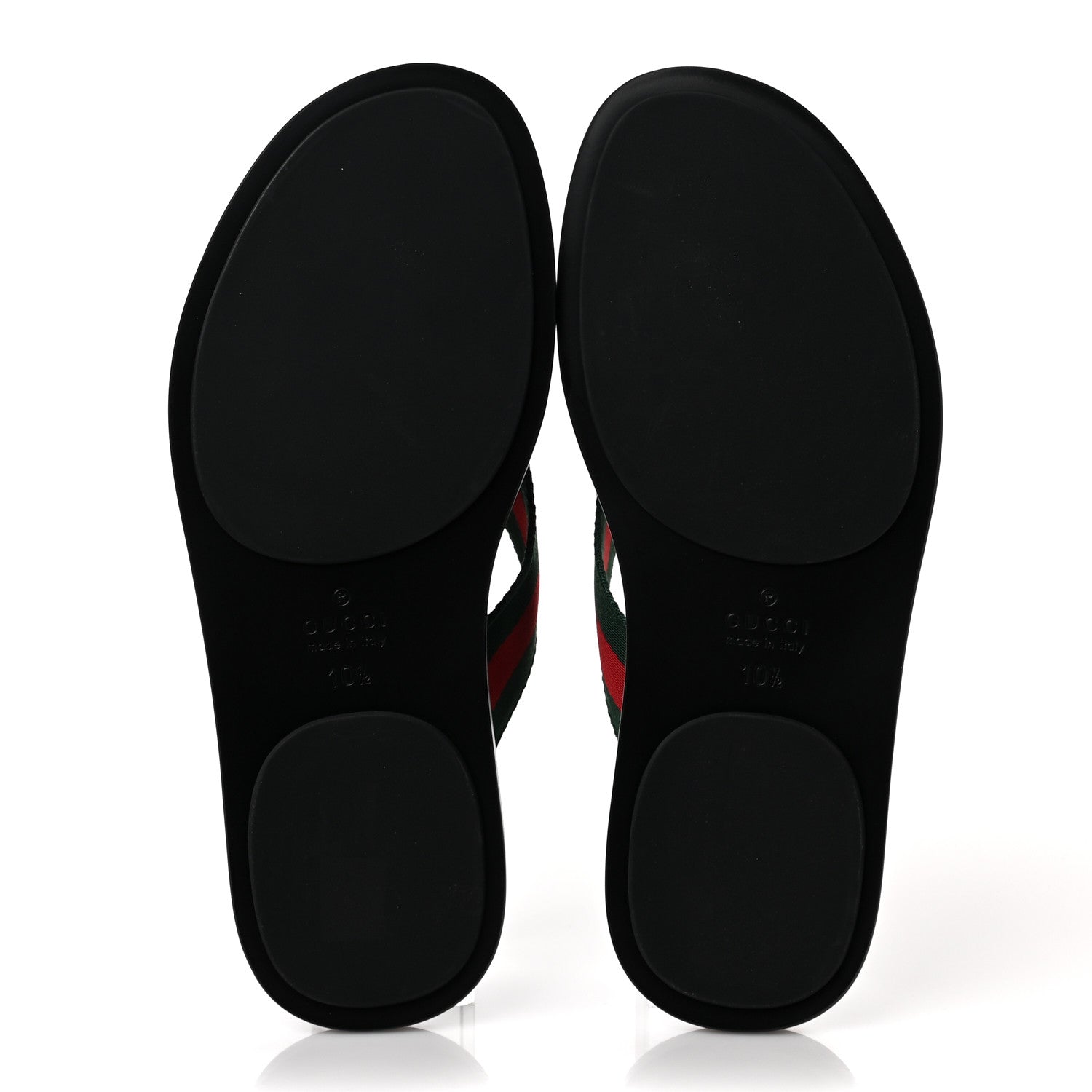 Gucci Nylon Calfskin Web Mens Thong Sandals 10.5 Green Red Black 5 of 8