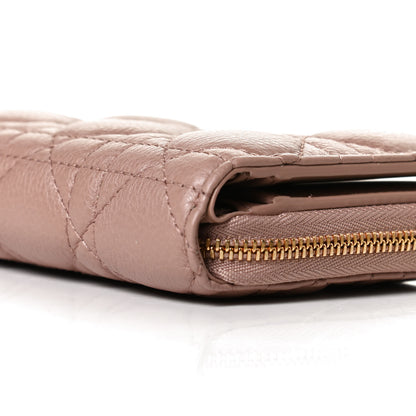 Christian Dior Grained Calfskin Supple Cannage Caro Scarlet Zipped Wallet 10 of 13