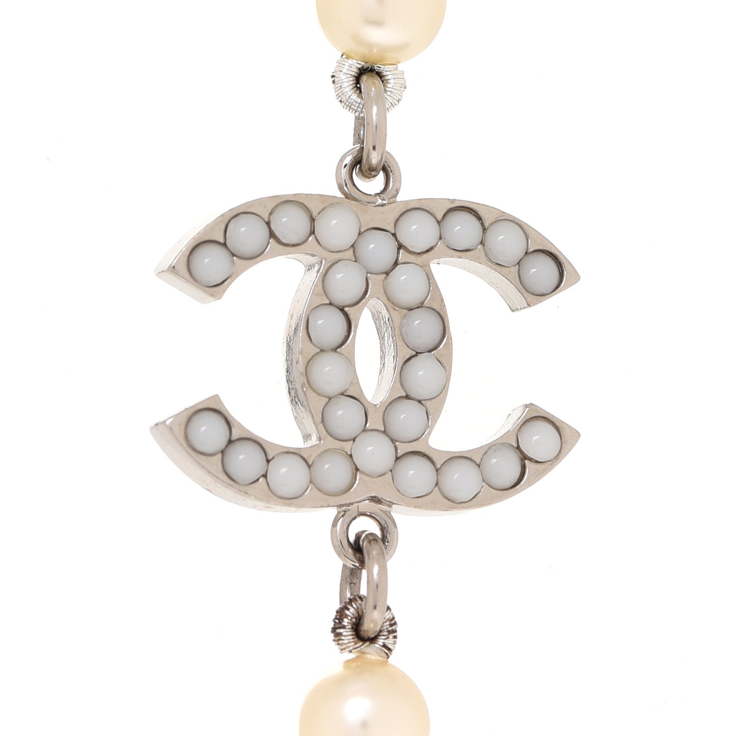 Pearl Multistrand CC Long Necklace Pearly White