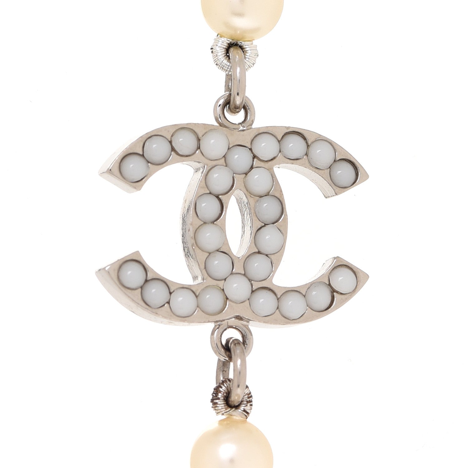 Chanel Pearl Multistrand CC Long Necklace Pearly White 4 of 6