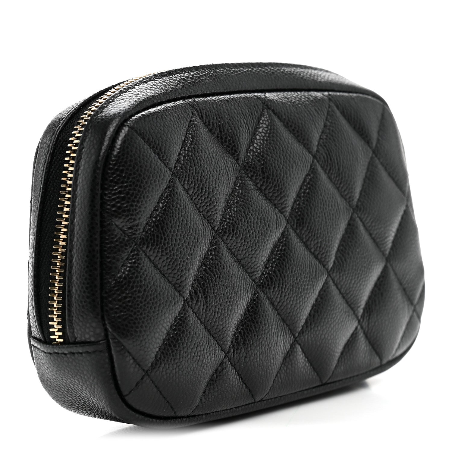 Chanel Caviar Quilted Small Curvy Pouch Cosmetic Case Black 3 of 8