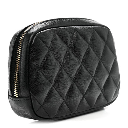 Chanel Caviar Quilted Small Curvy Pouch Cosmetic Case Black 3 of 8