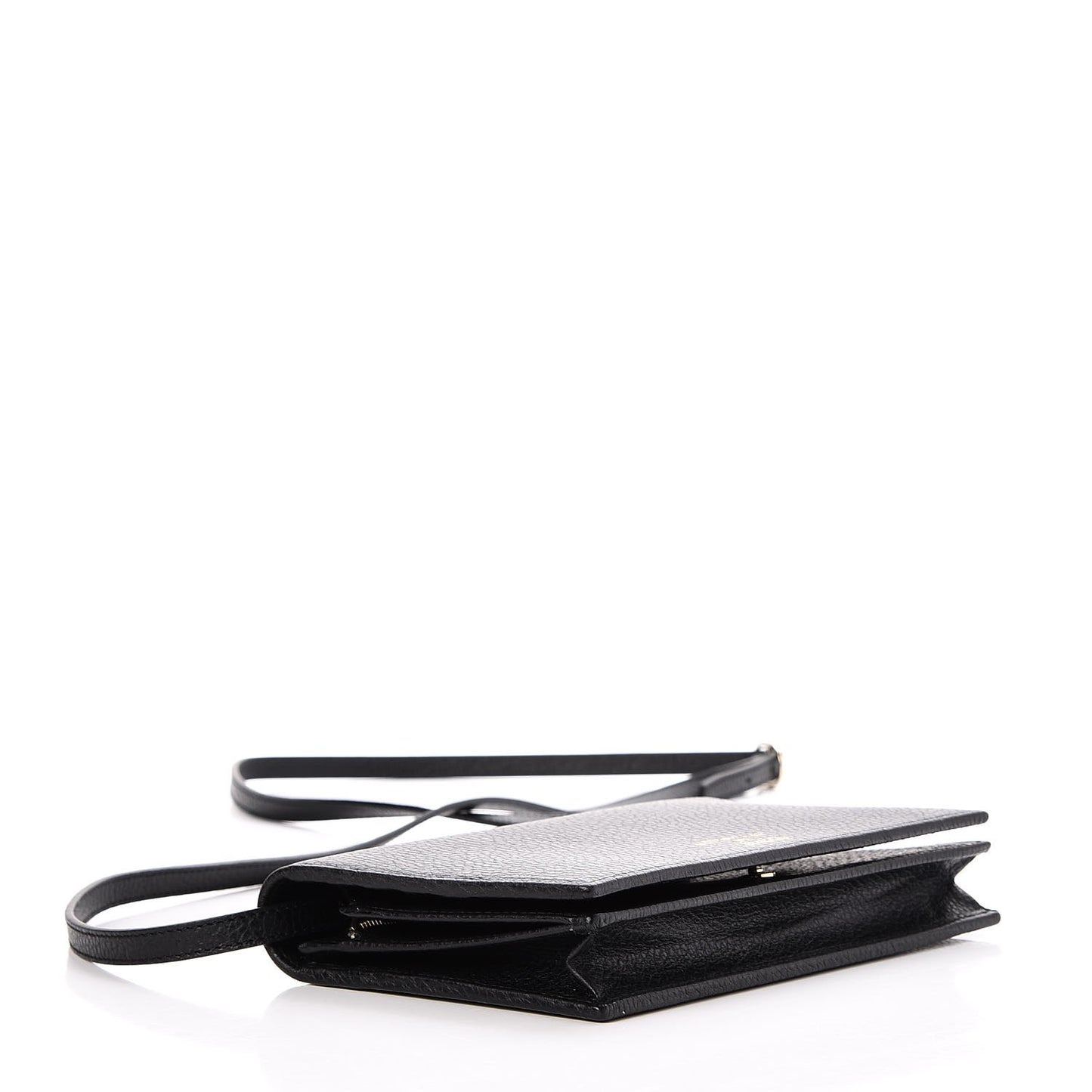Dollar Calfskin Mini Swing Wallet Bag Black