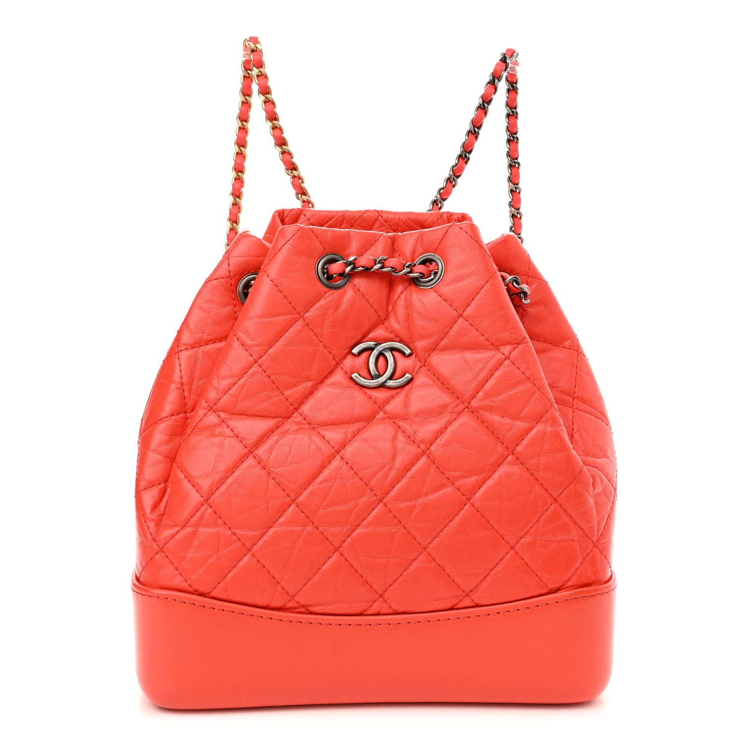 Chanel Aged Calfskin Quilted Small Gabrielle Backpack Orange 1 of 9