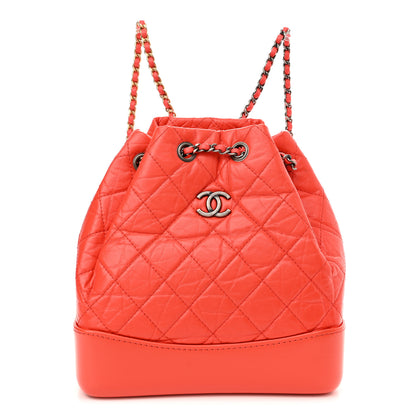 Chanel Aged Calfskin Quilted Small Gabrielle Backpack Orange 1 of 9