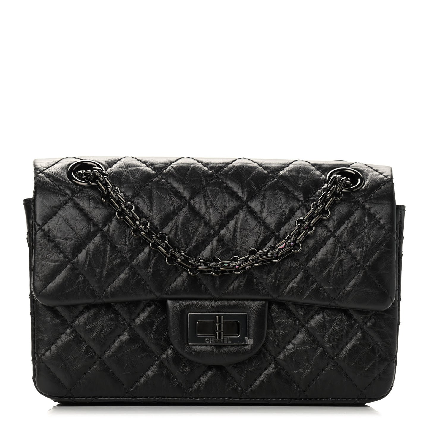 Aged Calfskin Quilted 2.55 Reissue Mini Flap So Black