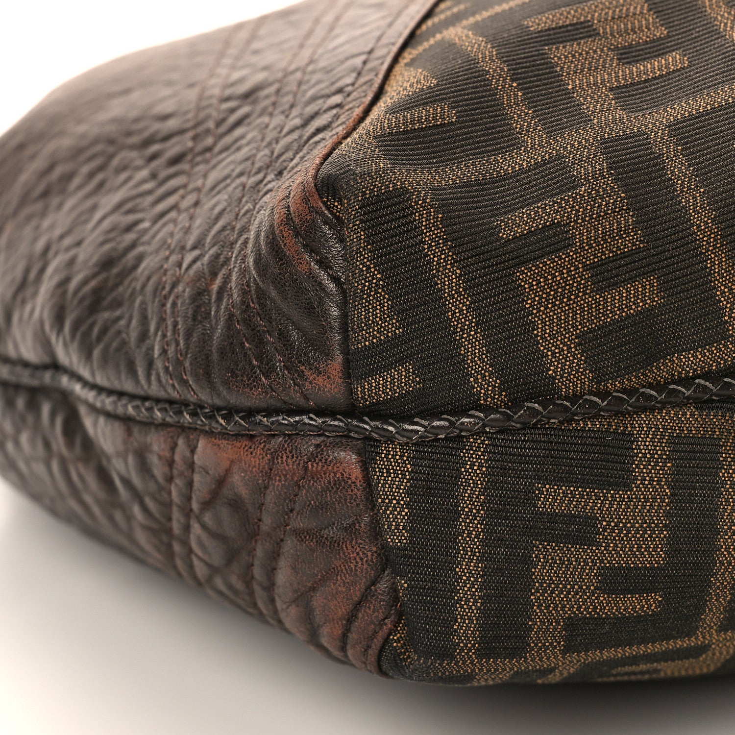 Fendi Zucca Nappa Nuvolata Vitello Tortuga Large Spy Hobo Tobacco Moro 7 of 13
