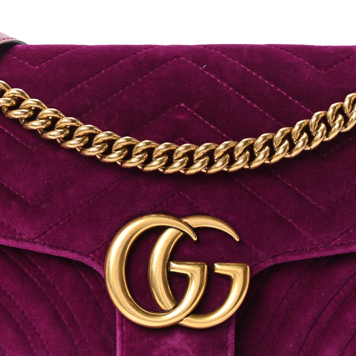 Gucci Velvet Matelasse Small GG Marmont Shoulder Bag Fuchsia Violet Cyclamen 8 of 10