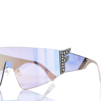 Fendi Mirrored Crystal Embellished FFreedom Shield Sunglasses FF 0382/S Pink 5 of 8