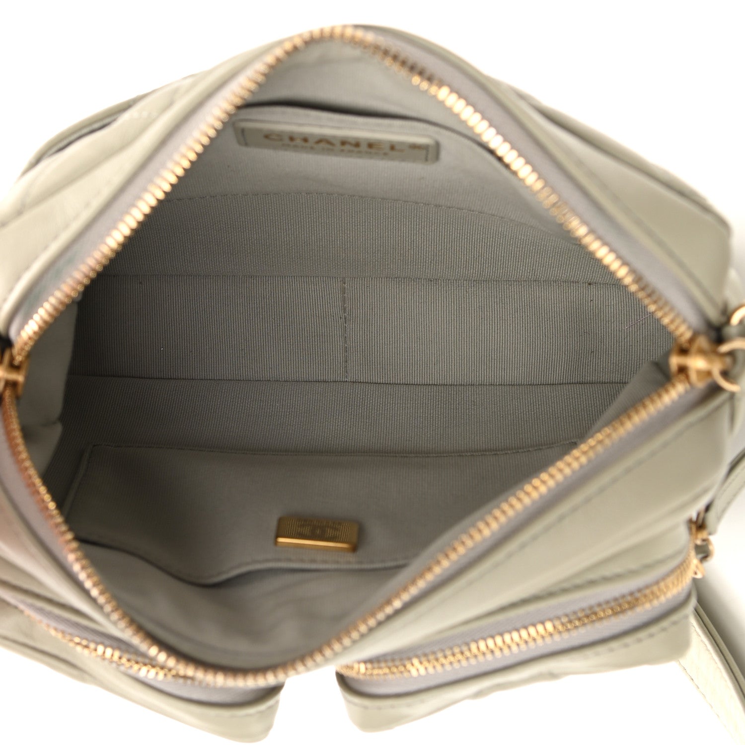 Chanel Calfskin Quilted Small Camera Case Grey 5 of 10