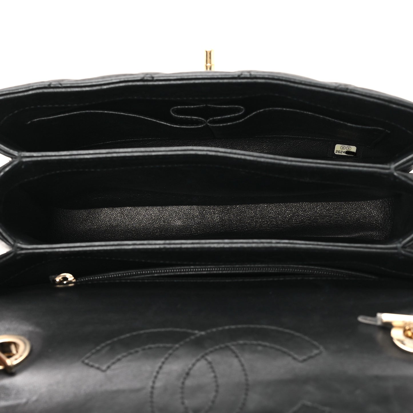 Lambskin Quilted Small Trendy CC Dual Handle Flap Bag Black