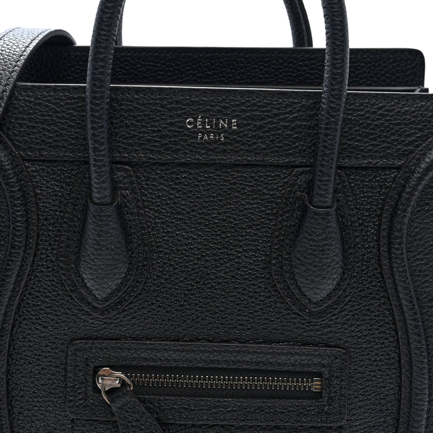 Celine Drummed Calfskin Nano Luggage Black 6 of 8