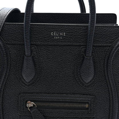 Celine Drummed Calfskin Nano Luggage Black 6 of 8