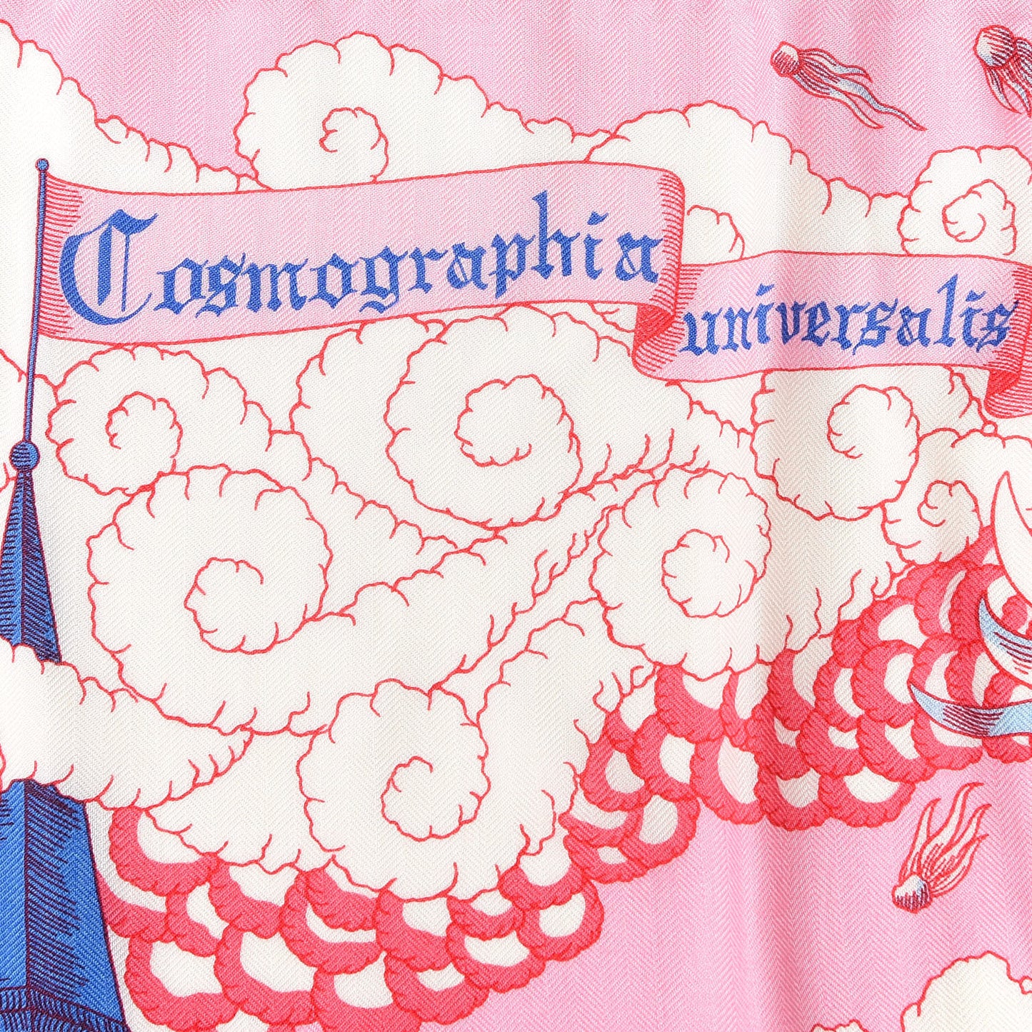 Cashmere Silk Cosmographia Universalis Shawl 140 Rose White Bleu