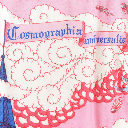 Hermes Cashmere Silk Cosmographia Universalis Shawl 140 Rose White Bleu 7 of 8