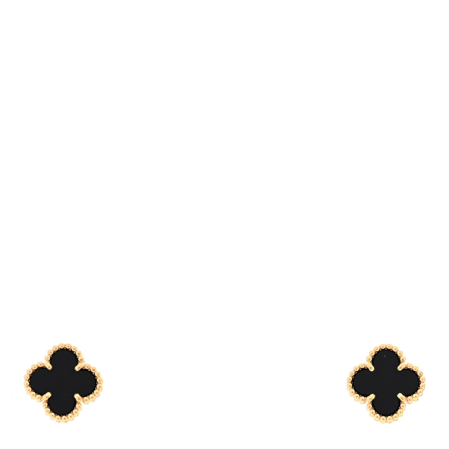 Van Cleef & Arpels 18K Yellow Gold Black Onyx Sweet Alhambra Earrings 1 of 5