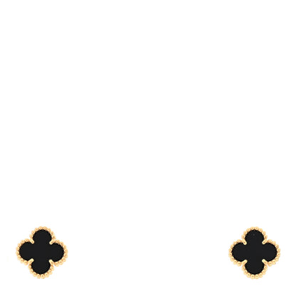 Van Cleef & Arpels 18K Yellow Gold Black Onyx Sweet Alhambra Earrings 1 of 5
