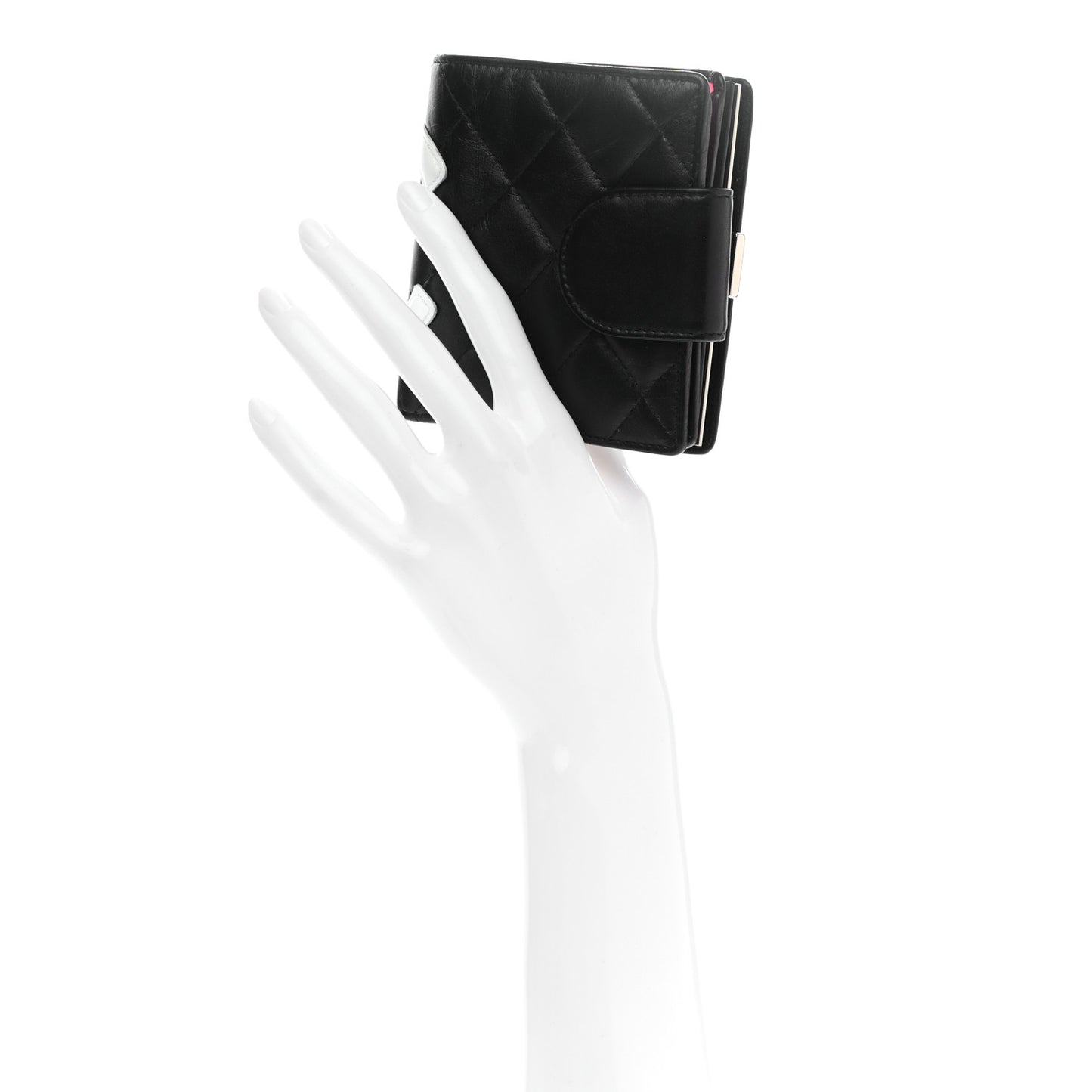 Calfskin Quilted Cambon Bi-Fold Wallet Black White