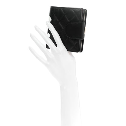 Chanel Calfskin Quilted Cambon Bi-Fold Wallet Black White 2 of 9
