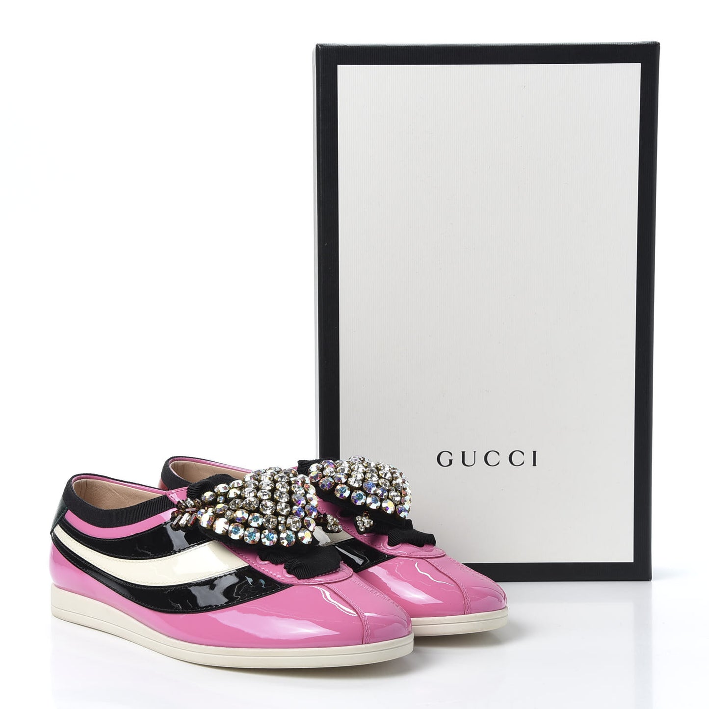 Patent Calfskin Crystal Womens Web Falacer Sneakers 36 Pink