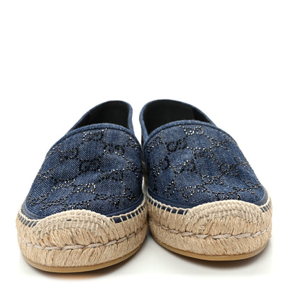 Gucci Denim Crystal GG Monogram Espadrilles 41 Blue 2 of 10