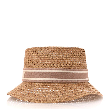 Christian Dior Straw Bucket Hat 59 Natural Rose Des Vents 4 of 9