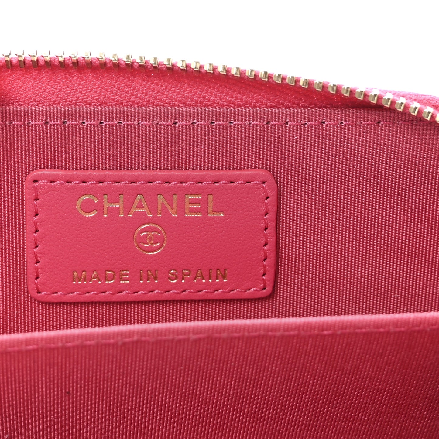 Shiny Goatskin Quilted Chanel 19 Zip Around Coin Purse Wallet Dark Pink
