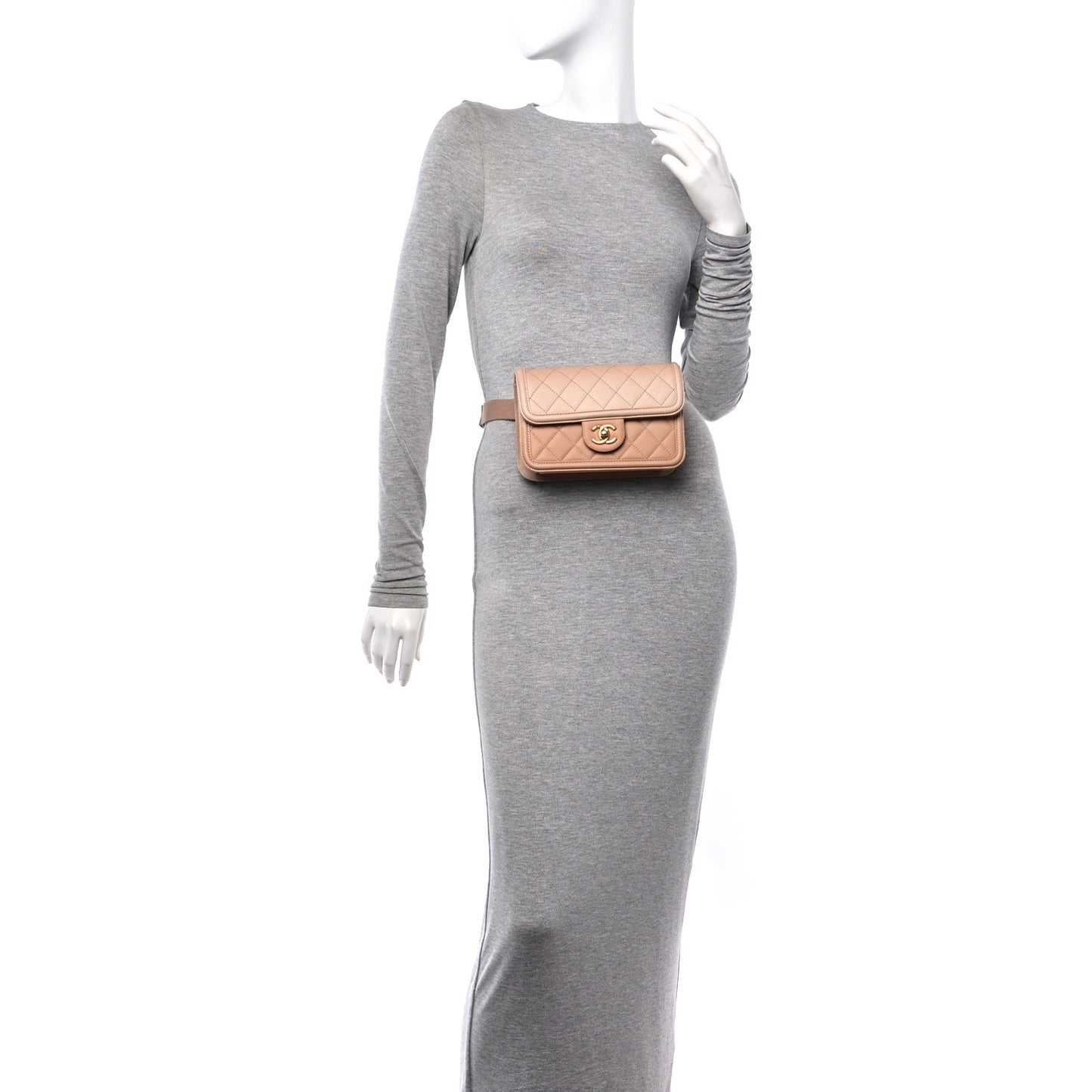 Caviar Quilted Sunset On The Sea Waist Bag Beige