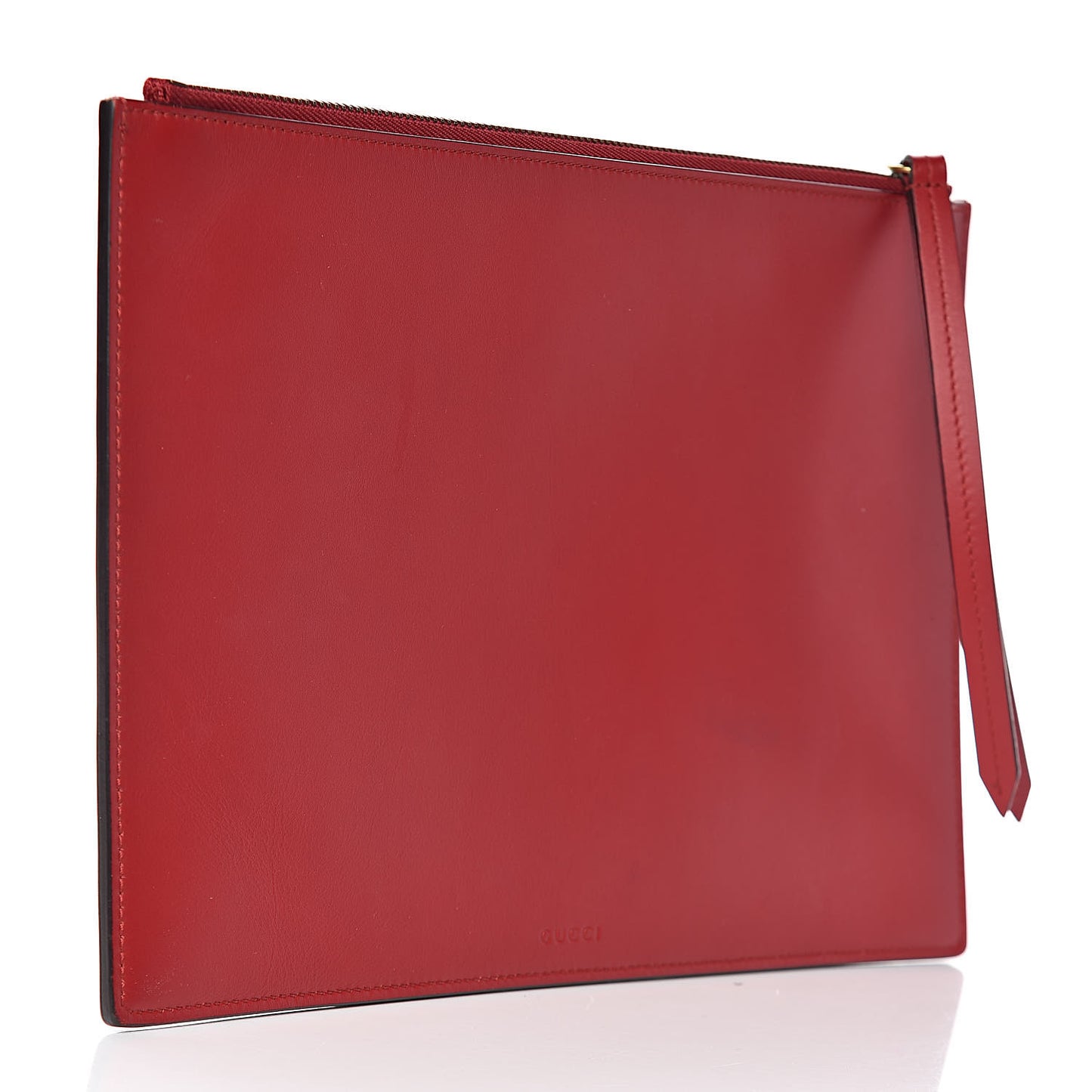 Calfskin GucciGhost Print Pouch Hibiscus Red