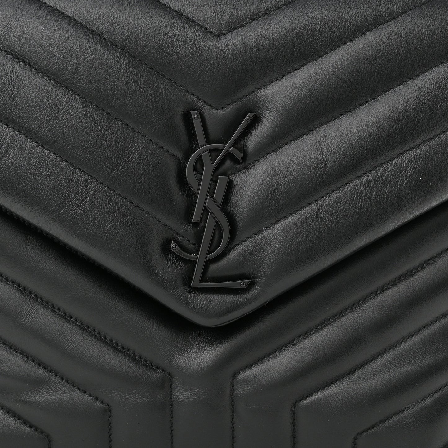 Calfskin Y Quilted Monogram Monochrome Medium Loulou Chain Satchel Black