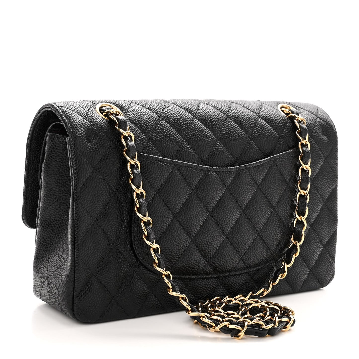 Caviar Quilted Medium Double Flap Black
