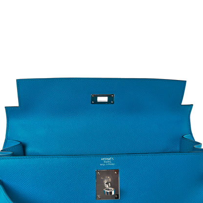 Hermes Epsom Kelly Sellier 32 Bleu Frida 18 of 36