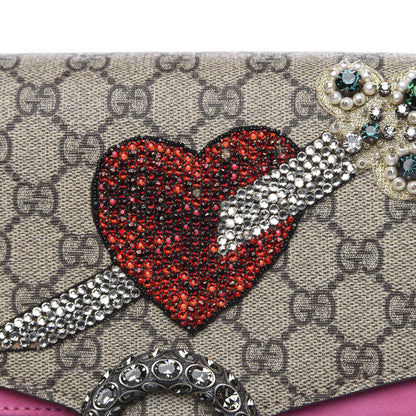 Gucci GG Supreme Monogram Suede Pierced Heart Embroidered Medium Dionysus Shoulder Bag Beige Ebony Pink Tropical Flower 11 of 16