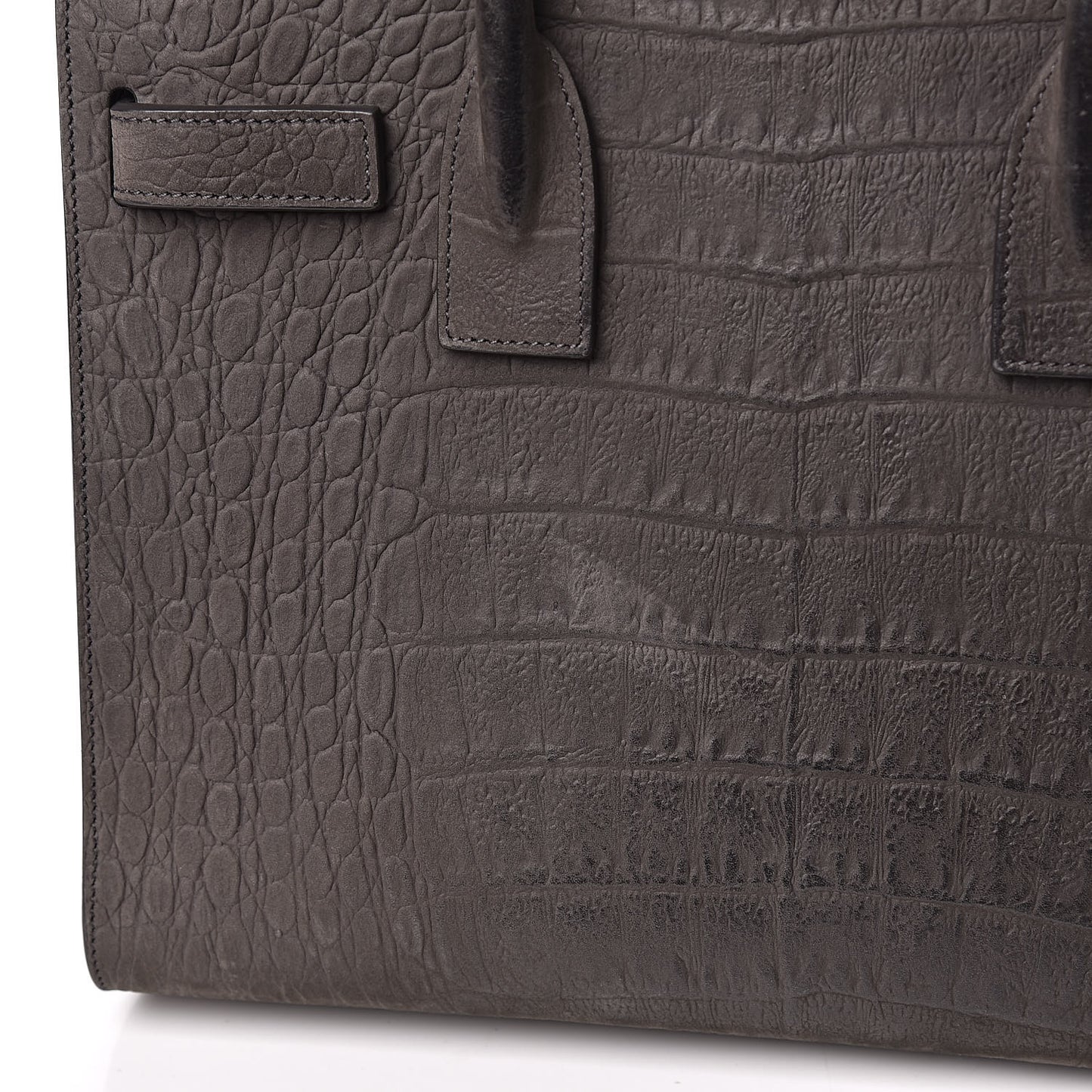 Crocodile Embossed Nubuck Baby Sac De Jour Dark Anthracite